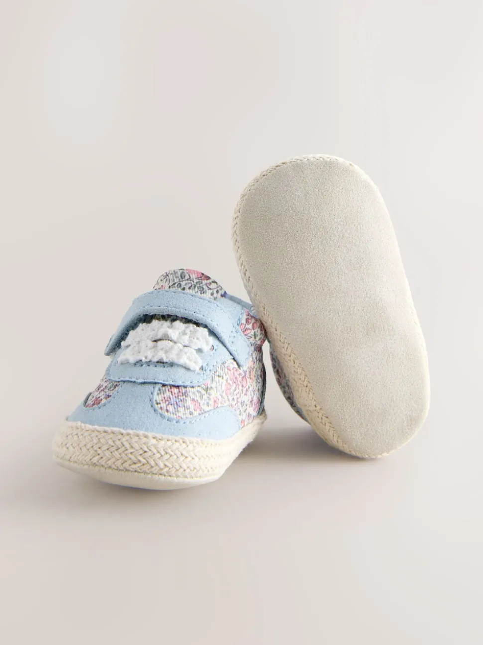 Blue Floral Baby Touch Fasten Trainers (0-24mths)