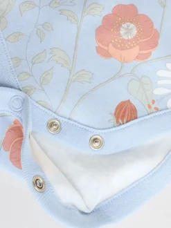Blue Floral 5 Pack Vest Baby Bodysuits