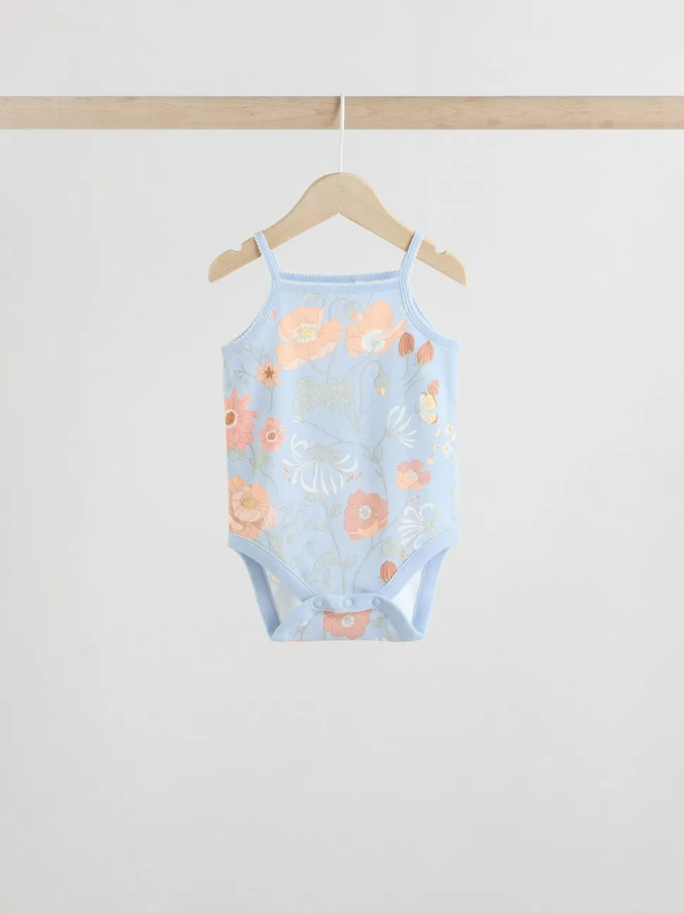 Blue Floral 5 Pack Vest Baby Bodysuits