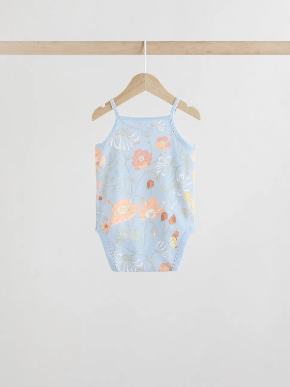 Blue Floral 5 Pack Vest Baby Bodysuits