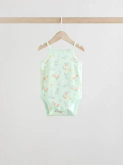 Blue Floral 5 Pack Vest Baby Bodysuits
