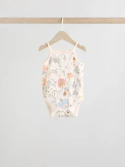 Blue Floral 5 Pack Vest Baby Bodysuits
