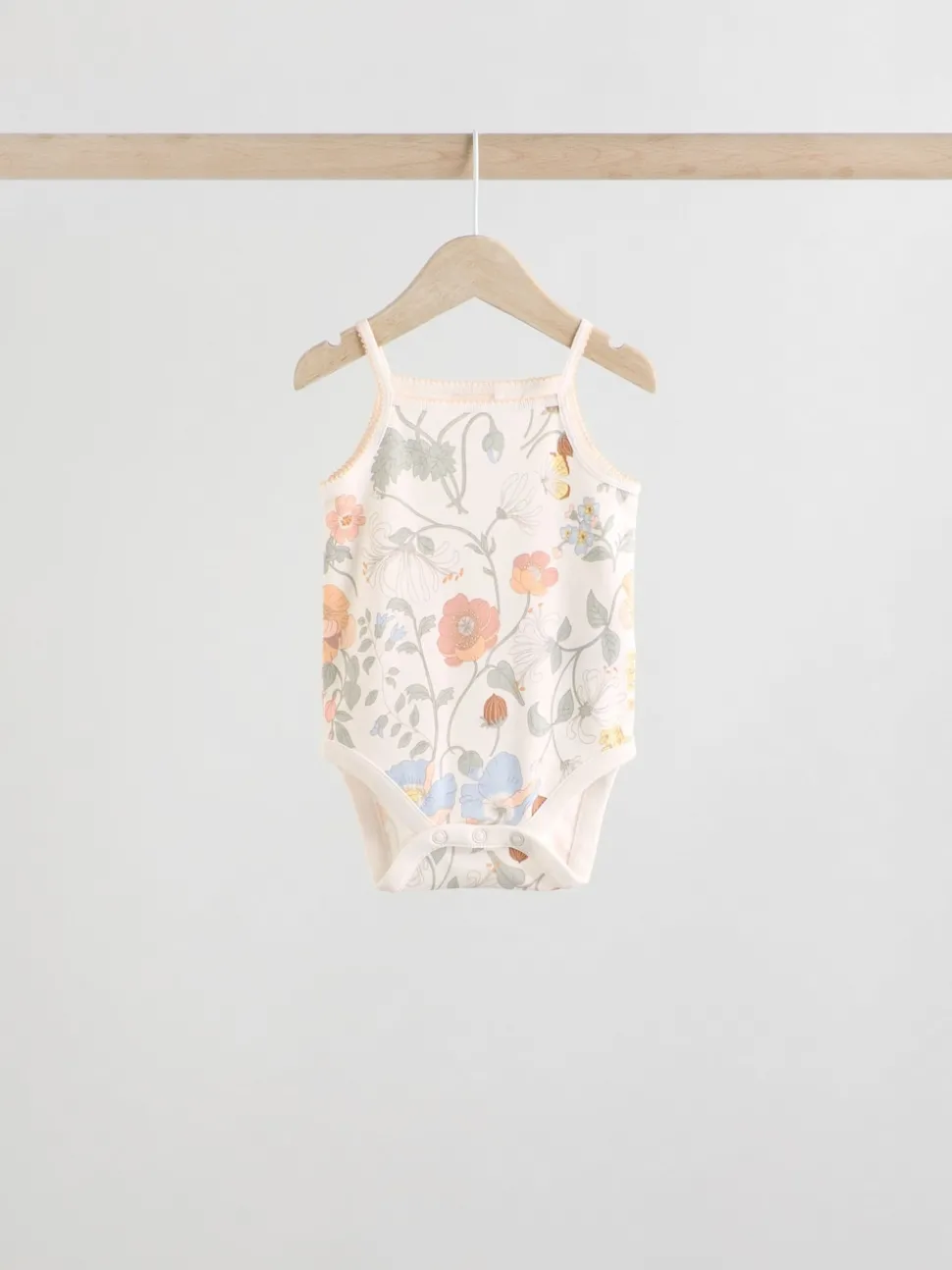 Blue Floral 5 Pack Vest Baby Bodysuits