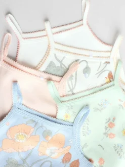 Blue Floral 5 Pack Vest Baby Bodysuits