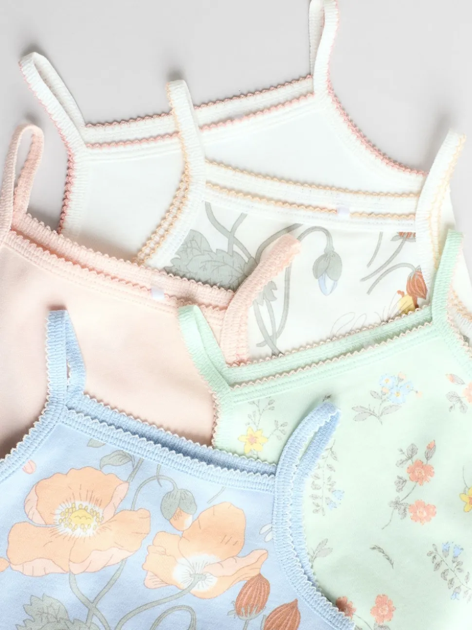 Blue Floral 5 Pack Vest Baby Bodysuits
