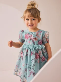 Blue Flower Corsage Dress (3mths-8yrs)