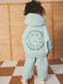 Blue Flower Hoodie & Barrel Leg Joggers Set (3mths-7yrs)