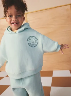 Blue Flower Hoodie & Barrel Leg Joggers Set (3mths-7yrs)