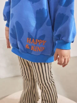 Blue Flower Sweatshirt & Flare Leggings Set (3mths-7yrs)
