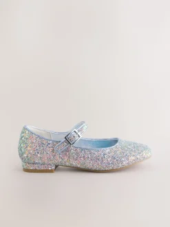 Blue Glitter Frozen Mary Jane Shoes