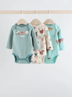 Blue Hamish Long Sleeve Bodysuits 3 Pack