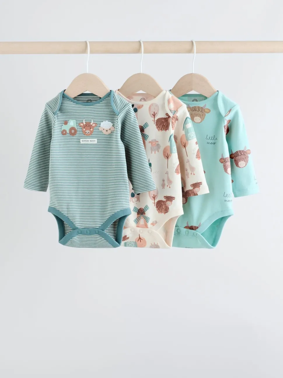 Blue Hamish Long Sleeve Bodysuits 3 Pack