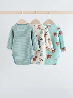 Blue Hamish Long Sleeve Bodysuits 3 Pack