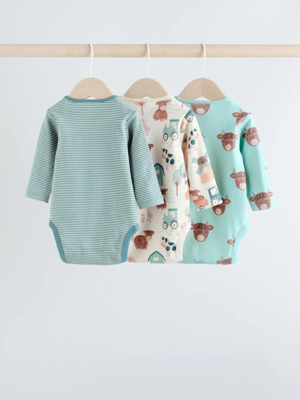 Blue Hamish Long Sleeve Bodysuits 3 Pack