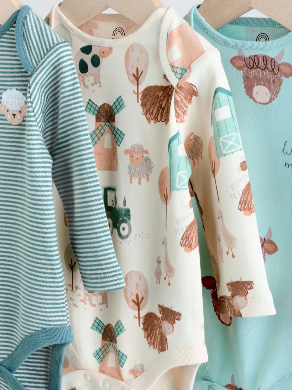 Blue Hamish Long Sleeve Bodysuits 3 Pack