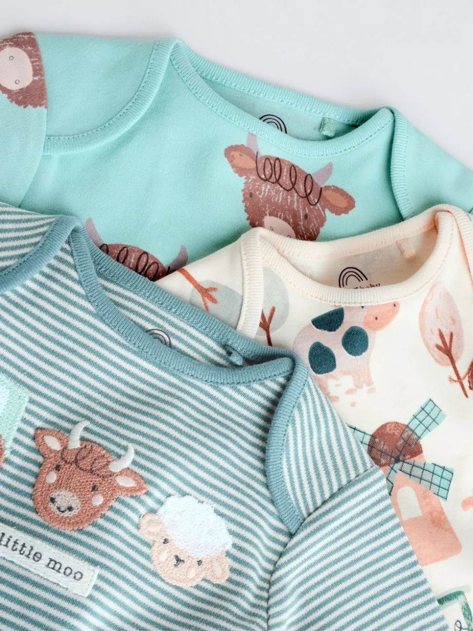 Blue Hamish Long Sleeve Bodysuits 3 Pack