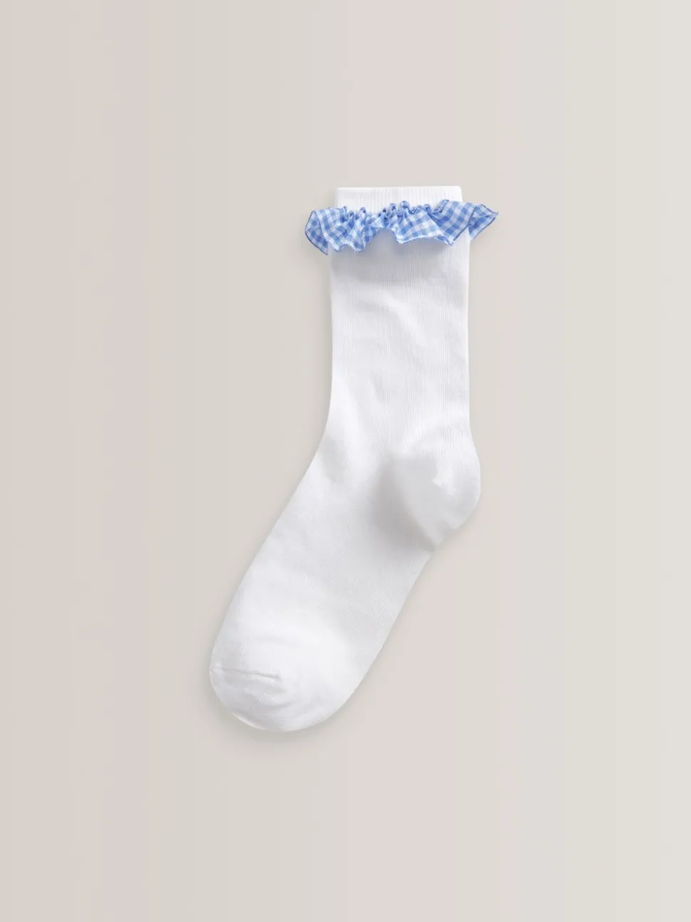 Blue 5 Pack Cotton Rich Gingham Ankle School Socks