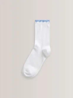 Blue 5 Pack Cotton Rich Gingham Ankle School Socks