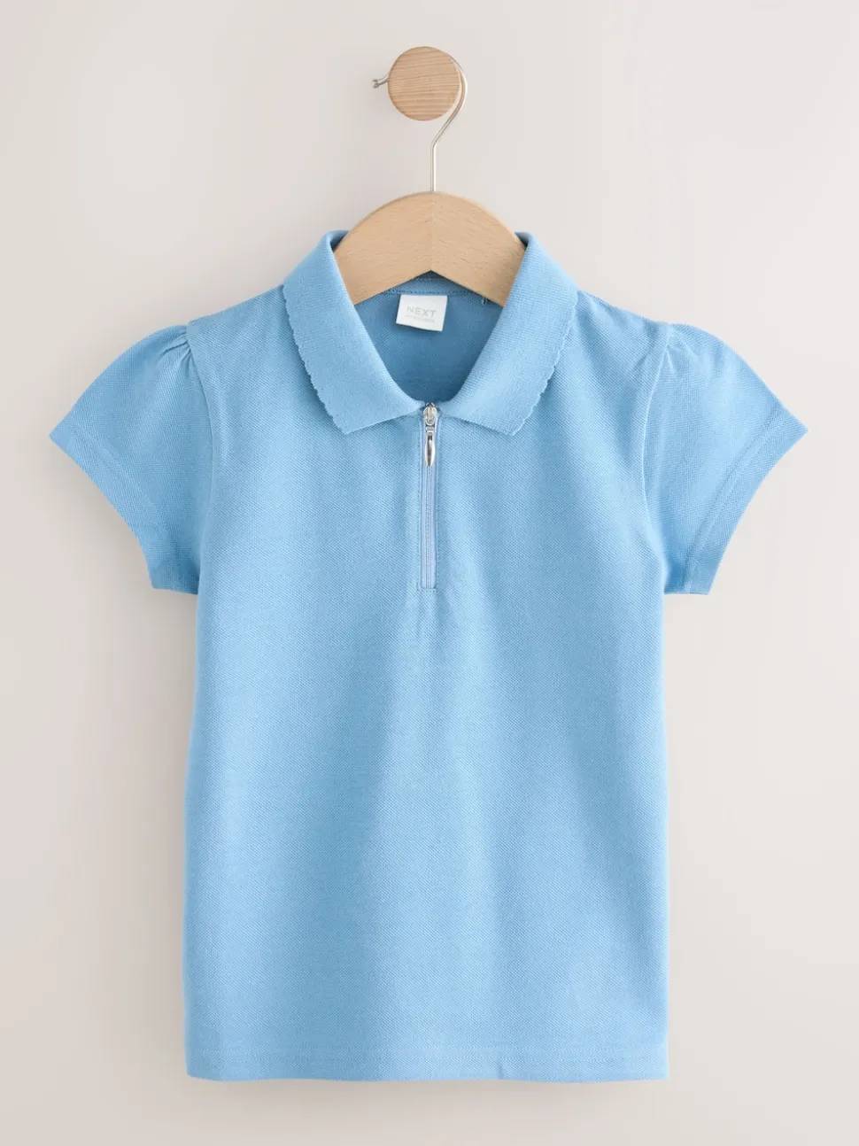 Blue 2 Pack 100% Cotton Zip Polo Shirts (3-16yrs)