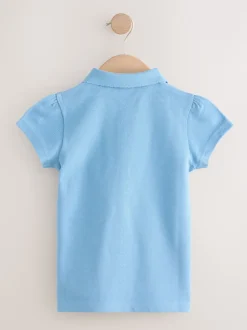 Blue 2 Pack 100% Cotton Zip Polo Shirts (3-16yrs)