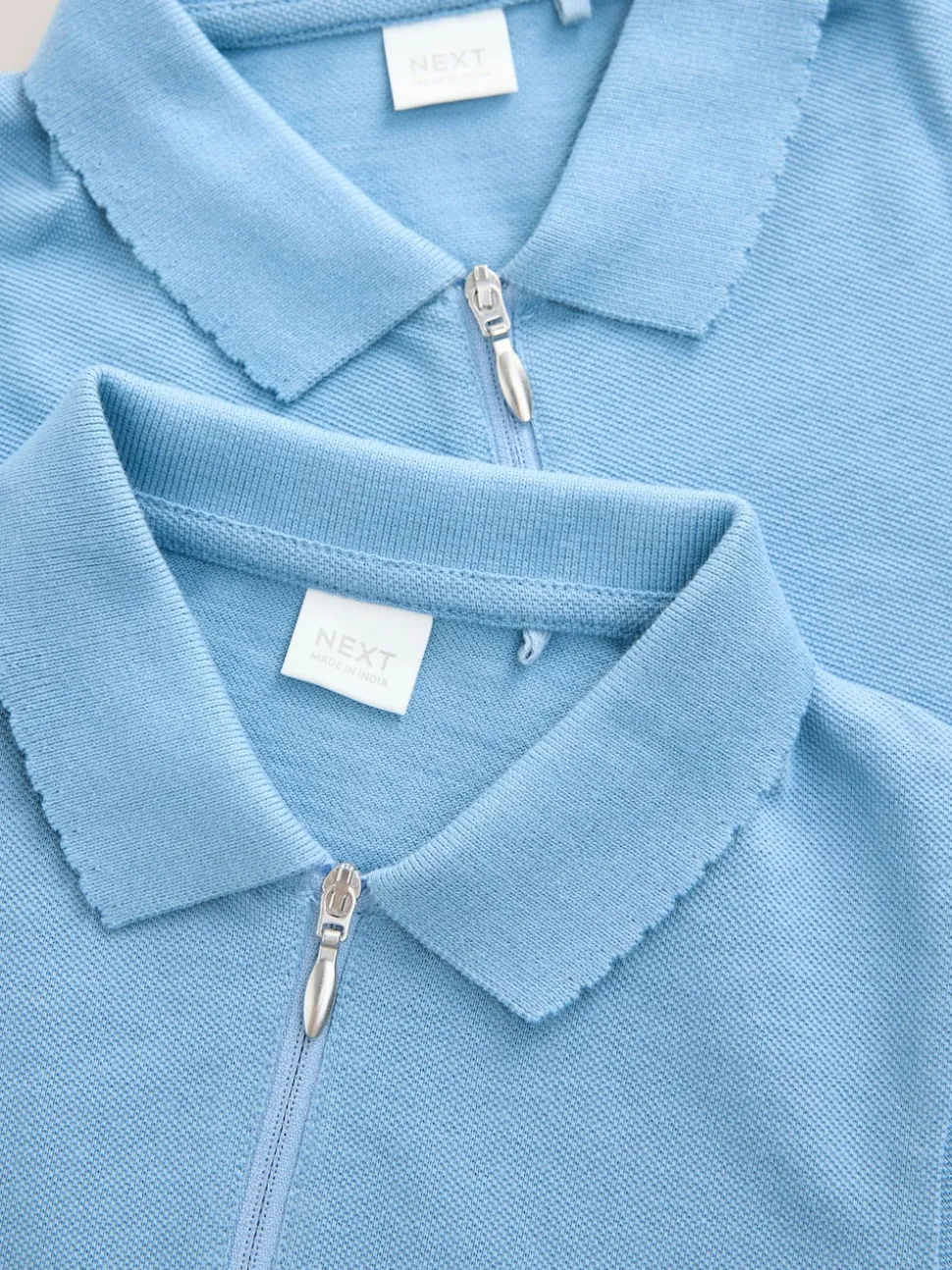 Blue 2 Pack 100% Cotton Zip Polo Shirts (3-16yrs)