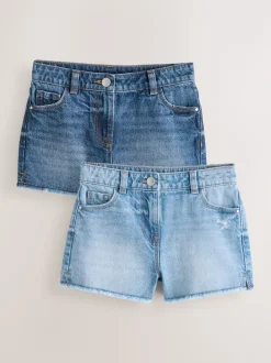 Blue 2 Pack Fray Shorts (3-16yrs)