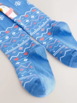 Blue Penguin Cotton Rich Christmas Tights