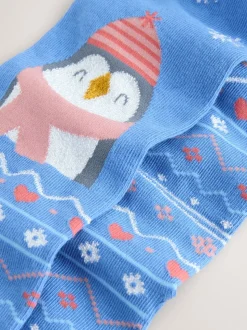 Blue Penguin Cotton Rich Christmas Tights