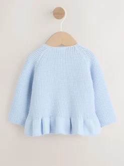 Blue Peplum Baby Knitted Cardigan (0mths-2yrs)