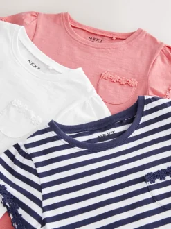 Blue/Pink/White Daisy Trim T-Shirts 3 Pack (1.5-16yrs)