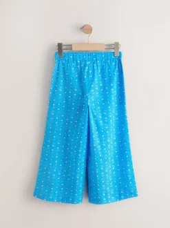 Blue Printed 100% Cotton Beach Trousers (3-16yrs)