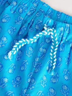 Blue Printed 100% Cotton Beach Trousers (3-16yrs)