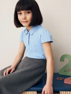 Blue Regular Fit 2 Pack 100% Cotton Short Sleeve Polo Shirts (3-16yrs)