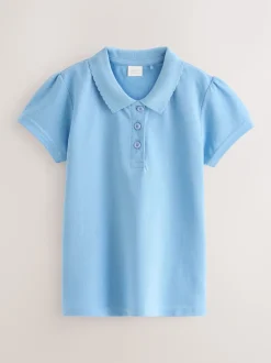 Blue Regular Fit 5 Pack 100% Cotton Short Sleeve Polo Shirts (3-16yrs)