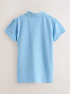 Blue Regular Fit 5 Pack 100% Cotton Short Sleeve Polo Shirts (3-16yrs)