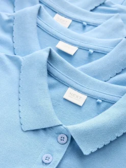 Blue Regular Fit 5 Pack 100% Cotton Short Sleeve Polo Shirts (3-16yrs)
