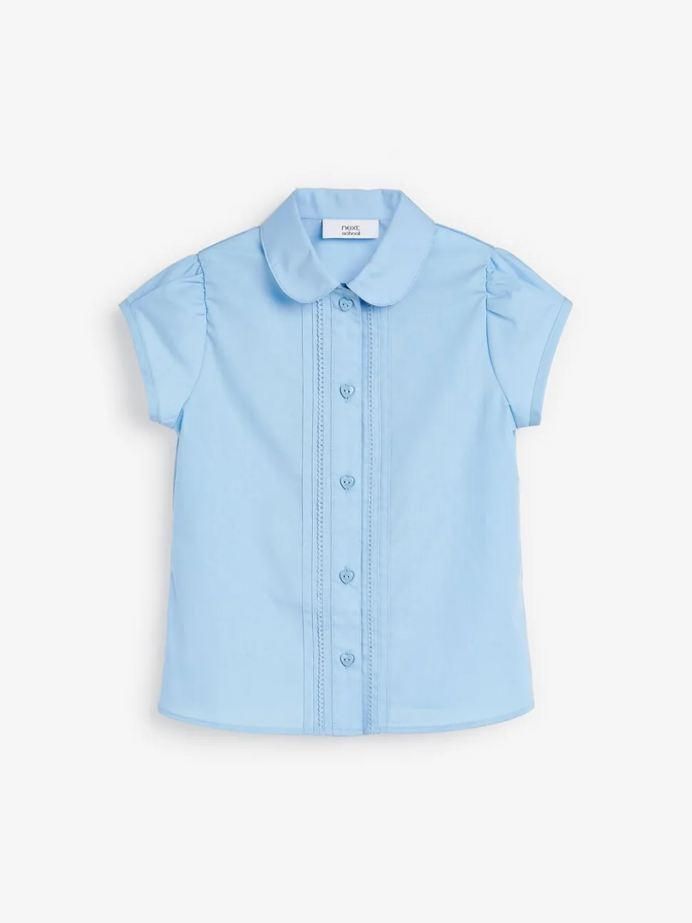 Blue Regular Fit Puff Sleeve Lace Trim School Blouse (3-14yrs)