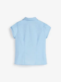 Blue Regular Fit Puff Sleeve Lace Trim School Blouse (3-14yrs)