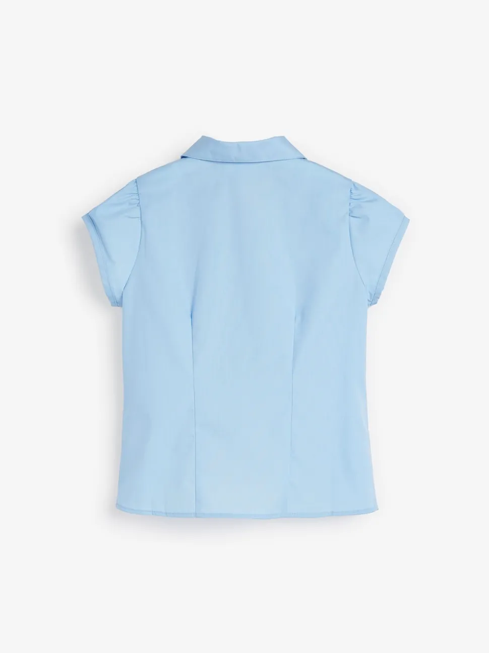 Blue Regular Fit Puff Sleeve Lace Trim School Blouse (3-14yrs)