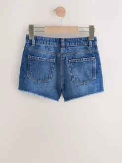 Blue Regular Length Frayed Edge Denim Shorts (3-16yrs)