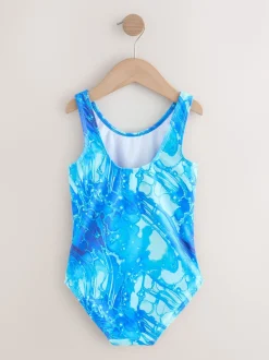 Blue Scoop Neck Swimsuit (3-16yrs)