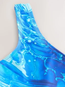 Blue Scoop Neck Swimsuit (3-16yrs)