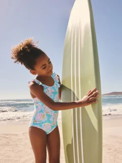 Blue Shell Frill Swimsuit (3-16yrs)