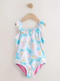 Blue Shell Frill Swimsuit (3-16yrs)