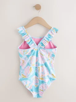 Blue Shell Frill Swimsuit (3-16yrs)