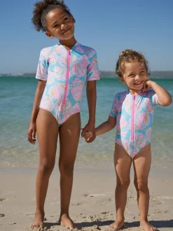 Blue Shell Short Sleeved Sunsafe Swimsuit (3mths-16yrs)
