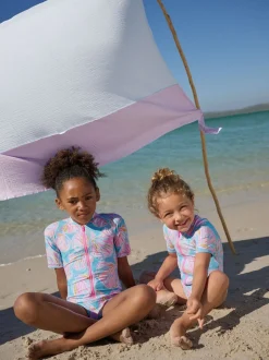 Blue Shell Short Sleeved Sunsafe Swimsuit (3mths-16yrs)