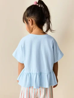 Blue Short Sleeve Peplum T-Shirt (3mths-7yrs)