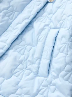 Blue Shower Resistant Bow Quilted Coat (3mths-7yrs)