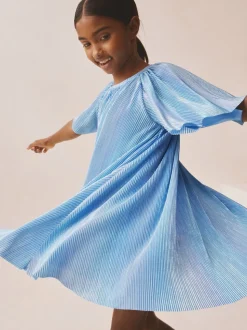 Blue Sparkle Angel Sleeve Party Dress (3-16yrs)